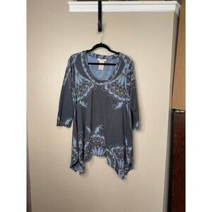 Philosophy Women's Blue Blouse Size 2X short sleeve plus size polyester round ne